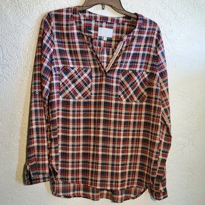 SKIES ARE BLUE MED LONG SLEEVE SEMI SHEER BLOUSE